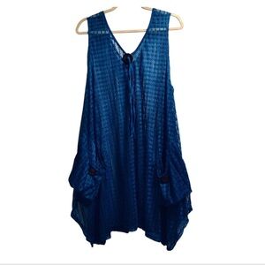 Papa Vancouver Size L/XL Blue Crochet Knit Swimsuit Cover Up